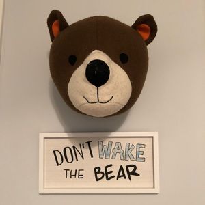 Bear head wall decor and sign